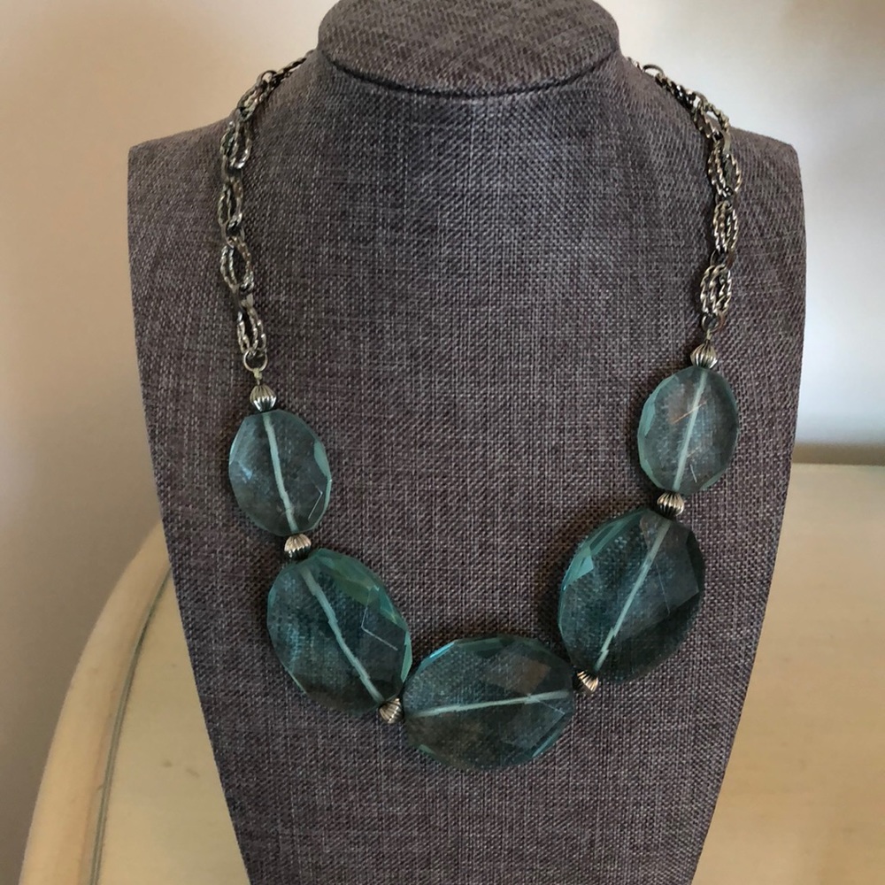 Aqua blue statement necklace